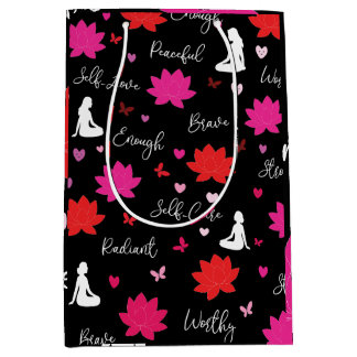 Sacola Para Presentes Média Saco de Presente Glossy Médio | Mindfulness Floral