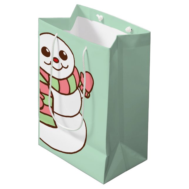Sacola Para Presentes Média Saco de Presente Homem de Neve Mint (Frente inclinada)