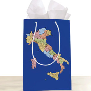 Sacola Para Presentes Média Saco de Presente Mapa da Itália – Desenho Colorido