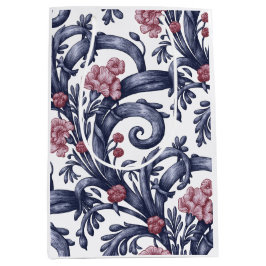 Sacola Para Presentes Média Saco de Presente Médio Azul Rosa Art Nouveau