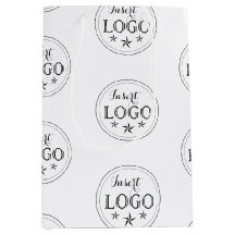 Saco de Presente Médio Branco Clássico com Logotip