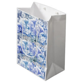 Sacola Para Presentes Média Saco de presente médio com buquê misto azul monocr