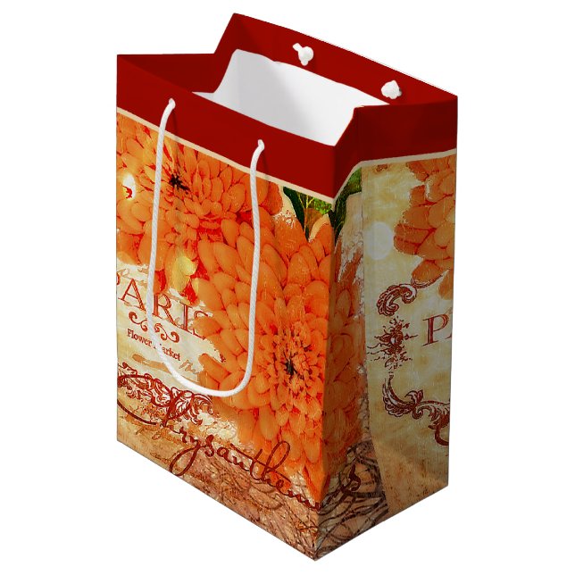 Sacola Para Presentes Média Saco de presente médio com mums de outono (Frente inclinada)