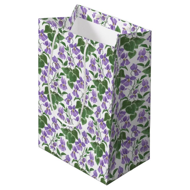 Sacola Para Presentes Média Saco de Presente Médio com Padrão Floral de Violet (Frente inclinada)
