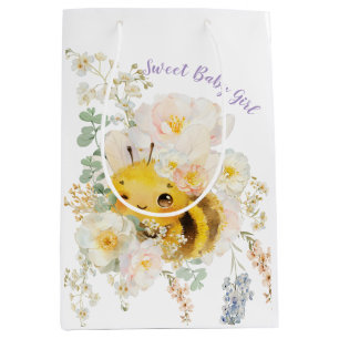Sacola Para Presentes Média Saco de Presente Médio de Abelha Floral