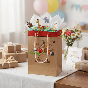 Sacola Para Presentes Média Saco de presente médio de animais personalizados p