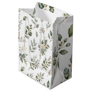 Sacola Para Presentes Média Saco de Presente Médio de Eucalipto Botânico Elega