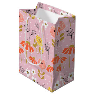 Sacola Para Presentes Média Saco de Presente Médio de Flor de Dólar Laranja