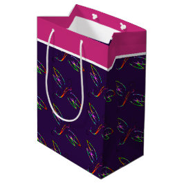 Sacola Para Presentes Média Saco de presente médio de libélulas coloridas