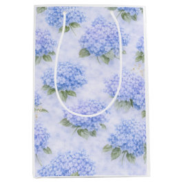Sacola Para Presentes Média Saco de Presente Médio Floral Hortênsia Azul