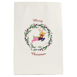 Sacola Para Presentes Média Saco de Presente Médio Veado Feliz Natal