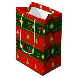 Sacola Para Presentes Média Saco de Presente Médio Vermelho e Verde