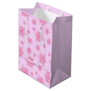 Sacola Para Presentes Média Saco de Presente Monocromático Floral Festive Trop