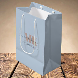 Sacola Para Presentes Média Saco de Presente Monograma Mousse Mocha Azul Empoe