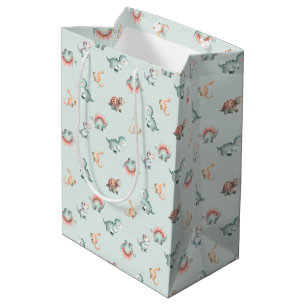 Sacola Para Presentes Média Saco de Presente para Chá de Bebê Padrão de Dinoss