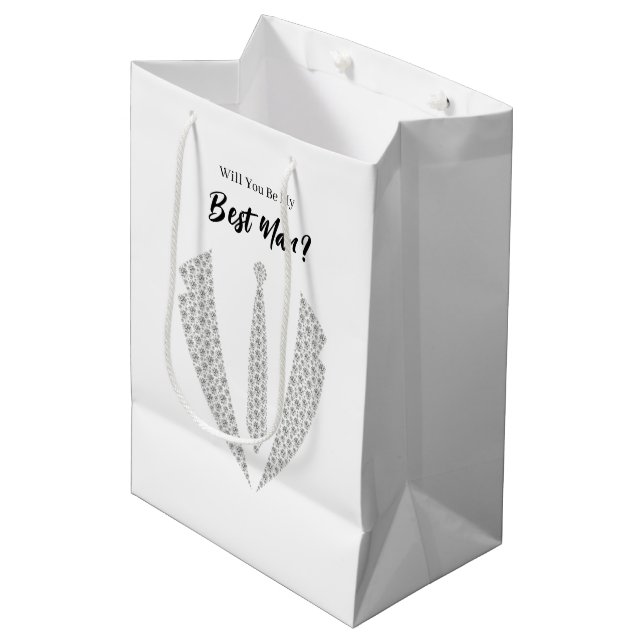 Sacola Para Presentes Média Saco de Presente para Padrinho de Casamento (Frente inclinada)