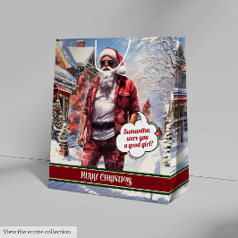 Sacola Para Presentes Média Saco de Presente Personalizado Papai Noel Engraçad