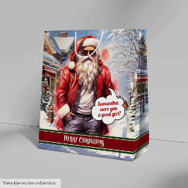 Sacola Para Presentes Média Saco de Presente Personalizado Papai Noel Engraçad