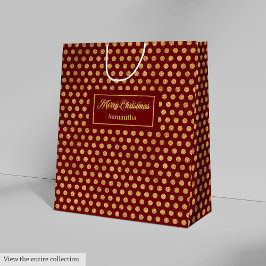 Sacola Para Presentes Média Saco de Presente Personalizado Pontos Polka Dourad