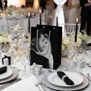 Sacola Para Presentes Média Saco de Presente Personalizado Preto e Branco com
