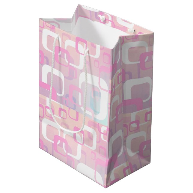 Sacola Para Presentes Média Saco de Presente Rosa Retro Médio (Frente inclinada)