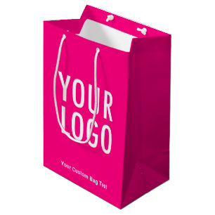 Sacola Para Presentes Média Saco de Presente Rosa Vibrante de 25 cm com Logoti