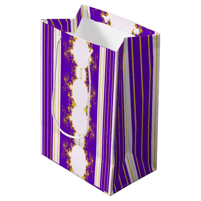 Sacola Para Presentes Média Saco de Presente Roxo Fractal de Natal (Frente inclinada)
