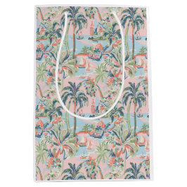 Sacola Para Presentes Média Saco de Presente Toalete Palma Rosa, Impressão Cên