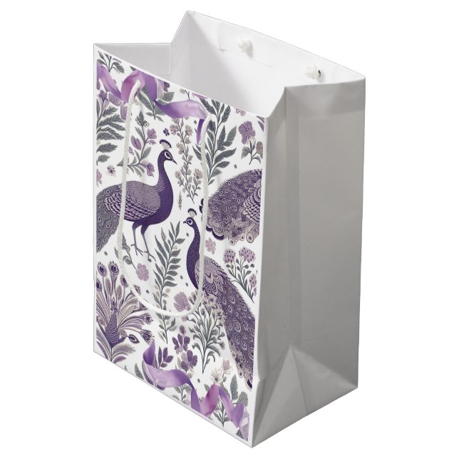 Sacola Para Presentes Média Saco de Presente Toile Pavão Roxo (Frente inclinada)