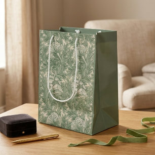 Sacola Para Presentes Média Saco de Presente Tulipas Verdes William Morris