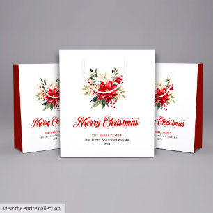 Sacola Para Presentes Média Saco de Presente Vermelho Com Poinsettia em Estilo