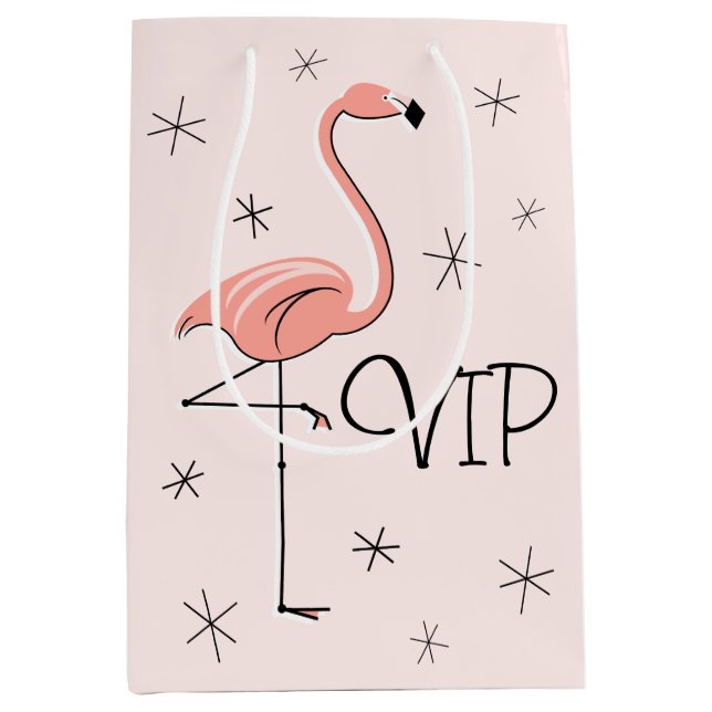 Sacola Para Presentes Média Saco de presente "VIP" rosa Flamingo (Frente)