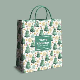 Sacola Para Presentes Média Saco de presentes de árvores de Natal moderno etiq