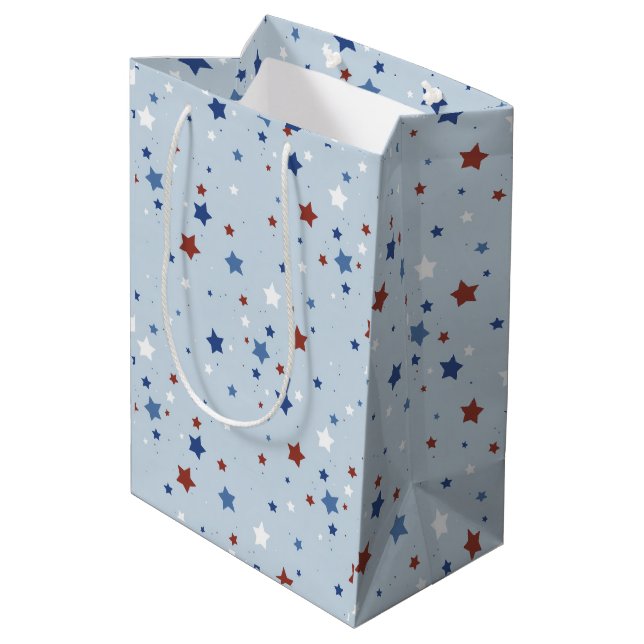 Sacola Para Presentes Média Saco de Presentes Estrelas Patrióticas (Verso inclinado)
