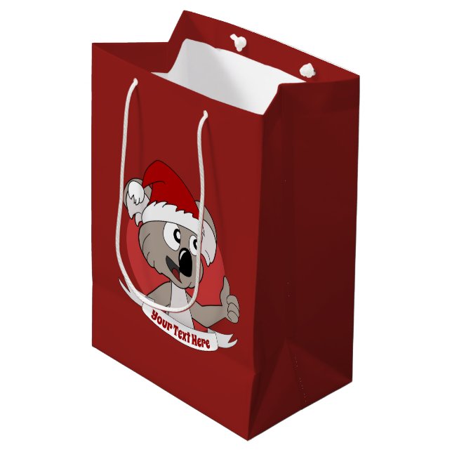 Sacola Para Presentes Média Saco de presentes meio cartoon de Natal koala (Frente inclinada)