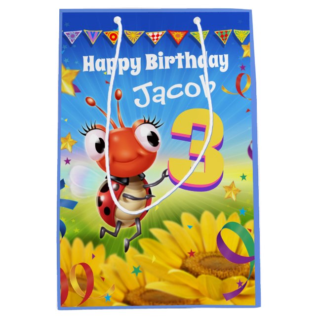 Sacola Para Presentes Média Saco de presentes personalizado para aniversário d (Frente)