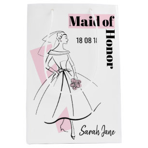 Sacola Para Presentes Média Saco de recolha de Madrinhas de casamento rosa, de