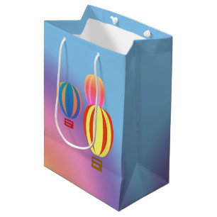 Sacola Para Presentes Média Saco do Presente - Balões de Ar Quente e Arco-ír