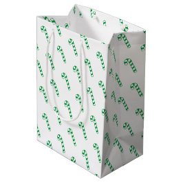 Sacola Para Presentes Média Saco do Presente - Canas Doces Verdes e Brancas