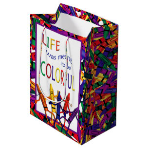 Sacola Para Presentes Média Saco do Presente Colorido Crayon