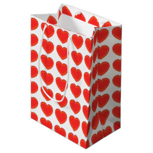 Sacola Para Presentes Média Saco do presente - corações vermelhos em 3-D