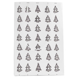 Sacola Para Presentes Média Saco do Presente da Árvore Branca e Preta