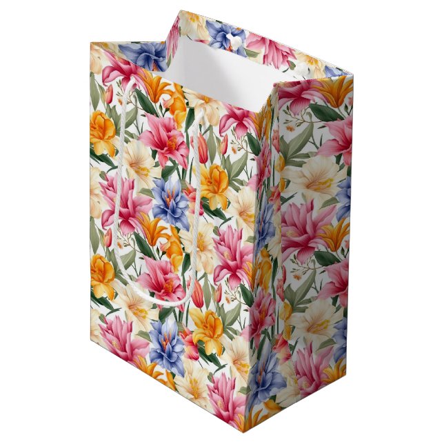 Sacola Para Presentes Média Saco do Presente de Impressão Floral (Frente inclinada)