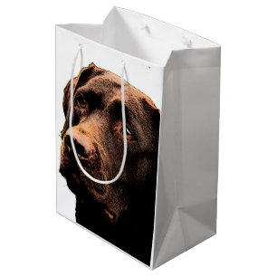 Sacola Para Presentes Média Saco do presente de Labrador do chocolate