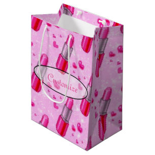 Sacola Para Presentes Média Saco do Presente do Lipstick de faísca rosa