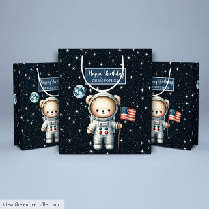 Sacola Para Presentes Média Saco do Presente do Urso Espacial Personalizado pa