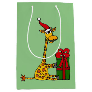 Sacola Para Presentes Média Saco engraçado do presente do Natal do girafa e d