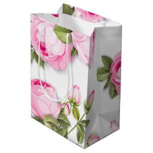Sacola Para Presentes Média   Saco    FloralMédio Rosa