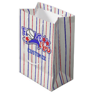 Sacola Para Presentes Média Saco listrado vermelho do basebol branco & azul do