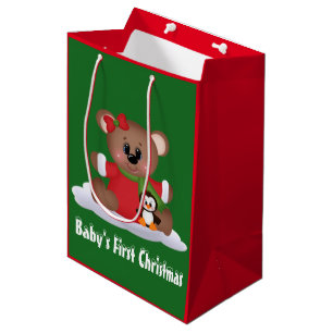 Sacola Para Presentes Média Saco médio do presente do primeiro Natal do bebê